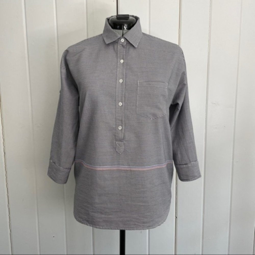 J. Crew Boyfriend Popover in Placed Stripe​​​​